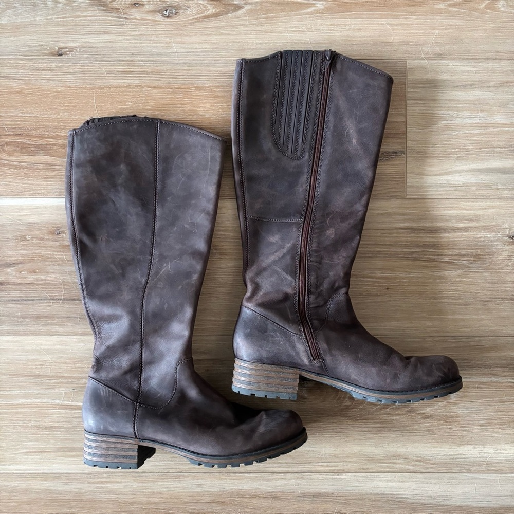 Clarks Marana Trudy Leather Boots Brown Distressed size 9 euc